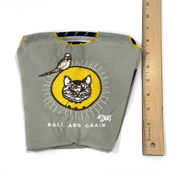 Ball & Chain Small Pouch Gray Yellow Cat Bird NEW - Picture 9 of 11